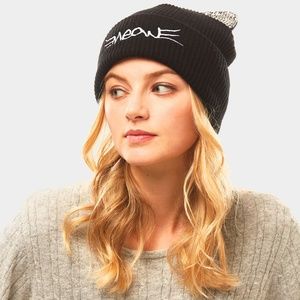 Black Meow Solid Stone Cat Ear Beanie